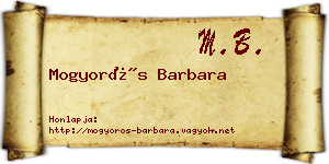 Mogyorós Barbara névjegykártya